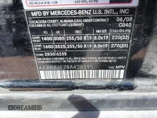 2008 Mercedes-Benz M 350 with VIN 4JGBB86E28A438895, listed as a IAAI auction lot 42181563 with 202,485 mi miles and . Bid and sale history available at DreamBid. Image 9.