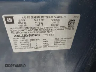 2016 Chevrolet Equinox LT z VIN 2GNALCEKXG6139276, wystawiony jako IAAI lot #42421829 z przebiegiem 139 201 mil mil oraz . Historia ofert i sprzedaży dostępna na DreamBid. Obrazek 9.