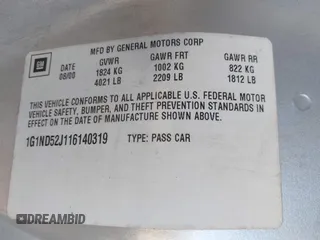 2001 Chevrolet Malibu with VIN 1G1ND52J116140319, listed as a IAAI auction lot 41539352 with 221,234 mi miles. Bid and sale history available at carsss.com. Image 9.