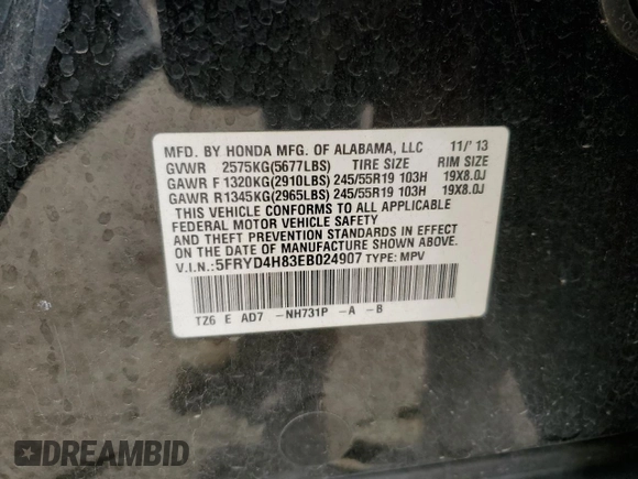 2014 Acura MDX Advance with VIN 5FRYD4H83EB024907, listed as a Copart auction lot 50043875 with 87,528 mi miles and Salvage Title. Bid and sale history available at DreamBid. Image 14.