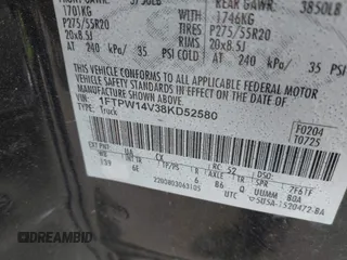 2008 Ford F-150 XLT с VIN 1FTPW14V38KD52580, выставлен на аукционе IAAI как лот 41911033 с пробегом 182 720 миль миль и . История ставок и продаж доступна на DreamBid. Изображение 9.