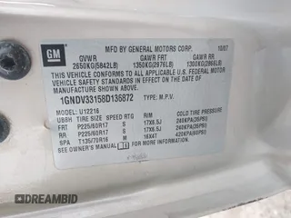 2008 Chevrolet Uplander LT w/1LT with VIN 1GNDV33158D136872, listed as a IAAI auction lot 41515938 with Not Provided miles. Bid and sale history available at carsss.com. Image 9.