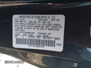 2022 Infiniti Q60 Red Sport 400 with VIN JN1FV7LK0NM660799, listed as a IAAI auction lot 41991772 with 26,997 mi miles and . Bid and sale history available at DreamBid. Image 9.