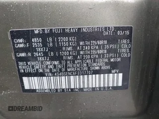 2015 Subaru Outback Limited with VIN 4S4BSENC6F3317707, listed as a IAAI auction lot 42514466 with 108,099 mi miles and . Bid and sale history available at DreamBid. Image 9.