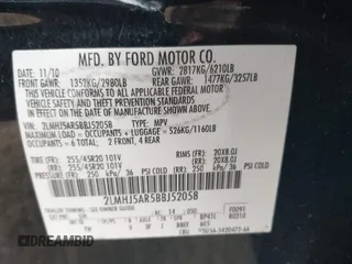 2011 Lincoln MKT with VIN 2LMHJ5AR5BBJ52058, listed as a IAAI auction lot 41305955 with 193,555 mi miles and . Bid and sale history available at DreamBid. Image 9.