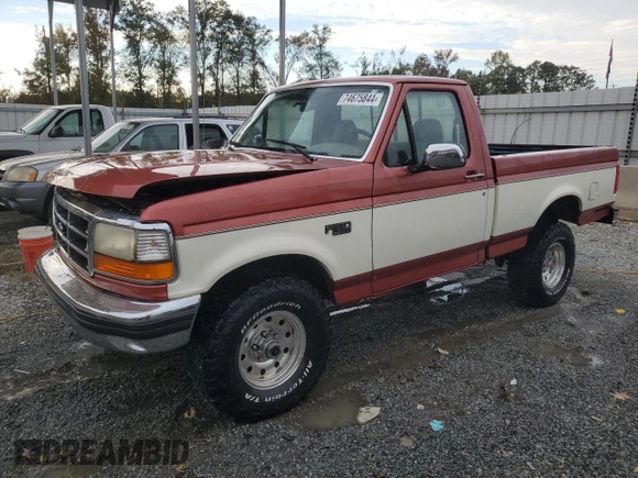 1995 Ford F-150 with VIN 1FTEF14N3SNA76012, listed as a Copart auction lot 74675844 with 133,345 mi miles and Salvage Title. Bid and sale history available at carsss.com. Image 1.