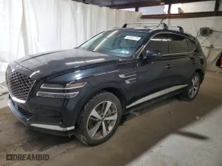 2023 Genesis GV80 with VIN KMUHCESC9PU142717, listed as a Copart auction lot 48885725 with 44,100 mi miles and Salvage Title. Bid and sale history available at carsss.com. Image 1.