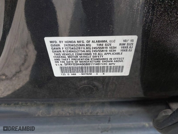 2016 Acura MDX w/Tech with VIN 5FRYD3H40GB011140, listed as a IAAI auction lot 41943684 with 126,131 mi miles. Bid and sale history available at carsss.com. Image 9.