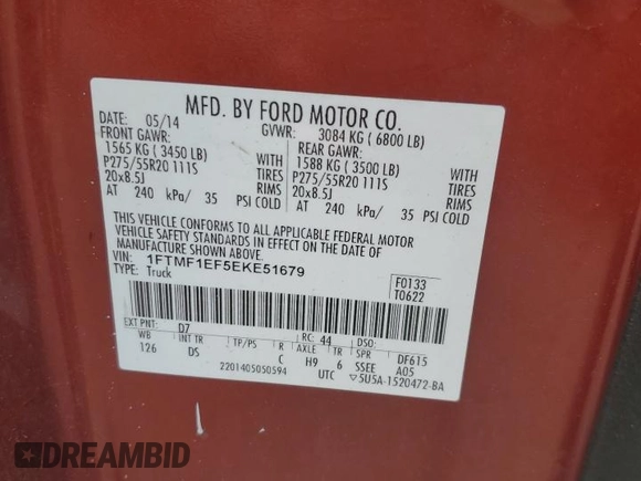 2014 Ford F-150 XL z VIN 1FTMF1EF5EKE51679, wystawiony jako Copart lot #59339595 z przebiegiem 145 237 mil mil oraz Czysty tytuł • Clean title. Historia ofert i sprzedaży dostępna na DreamBid. Obrazek 12.