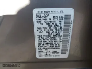 2008 Nissan Rogue S with VIN JN8AS58V68W409984, listed as a IAAI auction lot 41897632 with 197,514 mi miles. Bid and sale history available at carsss.com. Image 9.