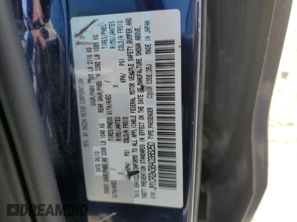 2010 Mazda 5 Sport with VIN JM1CR2W38A0386250, listed as a Copart auction lot 53642445 with 205,457 mi miles and Clean Title. Bid and sale history available at carsss.com. Image 13.