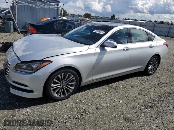 2015 Hyundai Genesis 3.8L with VIN KMHGN4JEXFU047955, listed as a Copart auction lot 48955005 with 91,274 mi miles and Salvage Title. Bid and sale history available at carsss.com. Image 1.