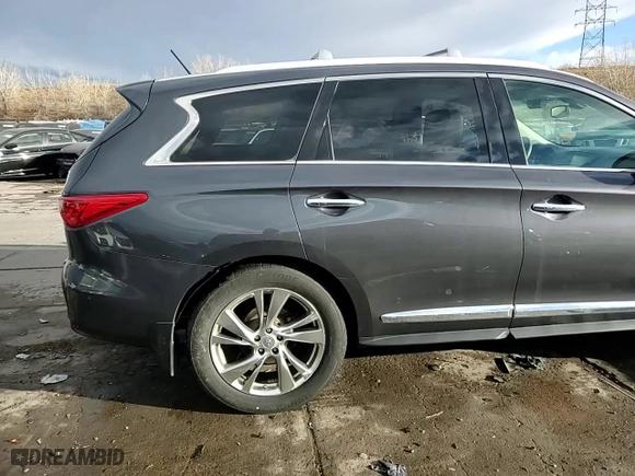 2013 Infiniti JX35 with VIN 5N1AL0MM9DC349778, listed as a Copart auction lot 44654805 with 153,273 mi miles and Salvage Title. Bid and sale history available at carsss.com. Image 15.