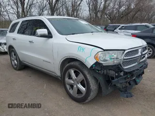 2013 Dodge Durango Citadel with VIN 1C4RDJEG7DC687196, listed as a IAAI auction lot 41828289 with 176,778 mi miles and . Bid and sale history available at carsss.com. Image 1.