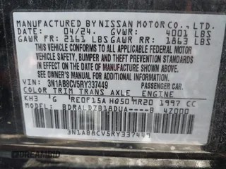 2024 Nissan Sentra SV with VIN 3N1AB8CV5RY337449, listed as a IAAI auction lot 42201953 with 20,727 mi miles. Bid and sale history available at carsss.com. Image 9.