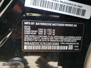 2019 BMW 6 Series 640i with VIN WBA6D0C52KG853089, listed as a Copart auction lot 57011072 with 32,526 mi miles. Bid and sale history available at carsss.com. Image 10.