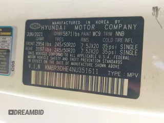 2022 Hyundai Palisade SEL z VIN KM8R3DHE4NU351611, wystawiony jako IAAI lot #41784957 z przebiegiem 76 678 mil mil oraz . Historia ofert i sprzedaży dostępna na DreamBid. Obrazek 9.