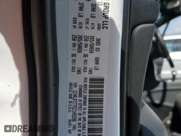 2014 Jeep Grand Cherokee Overland with VIN 1C4RJFCT7EC105296, listed as a Copart auction lot 50822775 with 180,067 mi miles and Salvage Title. Bid and sale history available at DreamBid. Image 13.
