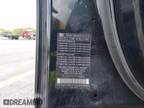 2013 Land Rover Range Rover Sport HSE Lux с VIN SALSK2D43DA760864, выставлен на аукционе IAAI как лот 41954308 с пробегом 98 514 миль миль и . История ставок и продаж доступна на DreamBid. Изображение 9.