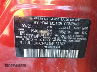 2022 Hyundai Accent Limited with VIN 3KPC34A64NE157267, listed as a Copart auction lot 84203064 with 37,075 mi miles and Salvage Title. Bid and sale history available at carsss.com. Image 12.