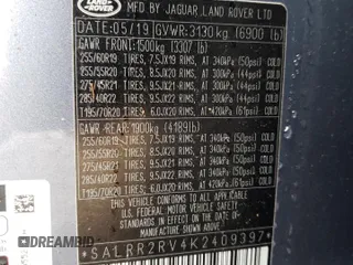 2019 Land Rover Discovery HSE with VIN SALRR2RV4K2409397, listed as a Copart auction lot 86546984 with 32,399 mi miles and Salvage Title. Bid and sale history available at DreamBid. Image 13.