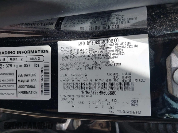 2017 Lincoln MKZ Reserve с VIN 3LN6L5E95HR603880, выставлен на аукционе IAAI как лот 42535830 с пробегом 64 598 миль миль и . История ставок и продаж доступна на DreamBid. Изображение 9.
