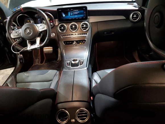 2019 Mercedes-Benz C 43 AMG with VIN 55SWF6EB4KU292857, listed as a Copart auction lot 47214505 with 30,200 mi miles and Salvage title. Bid and sale history available at DreamBid. Image 8.