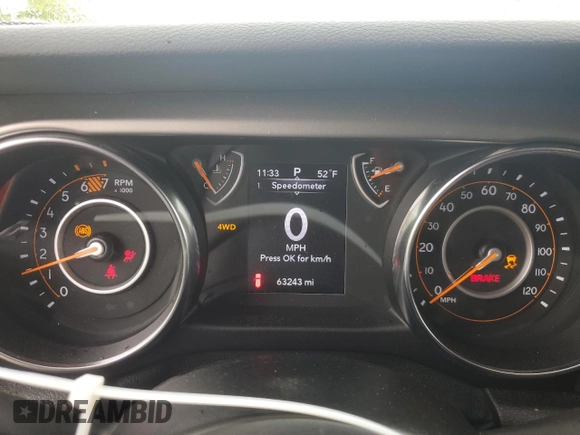 2020 Jeep Wrangler Unlimited Sport S with VIN 1C4HJXDN5LW172959, listed as a Copart auction lot 57532145 with 63,243 mi miles and Salvage title. Bid and sale history available at DreamBid. Image 9.