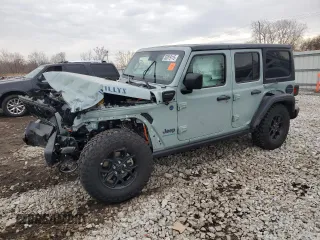 2024 Jeep Wrangler Willys z VIN 1C4RJXN68RW217008, wystawiony jako Copart lot #50819115 z przebiegiem Nie podano mil oraz Szkoda całkowita • Salvage title. Historia ofert i sprzedaży dostępna na DreamBid. Obrazek 1.
