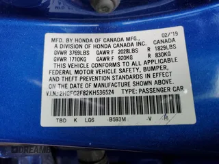 2019 Honda Civic Sedan Sport with VIN 2HGFC2F82KH536524, listed as a Copart auction lot 45204115 with 74,808 mi miles and Salvage Title. Bid and sale history available at carsss.com. Image 14.