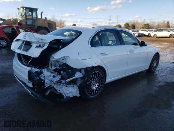 2024 Mercedes-Benz C 300 with VIN W1KAF4HBXRR164323, listed as a Copart auction lot 42512355 with 7,494 mi miles and Salvage Title. Bid and sale history available at DreamBid. Image 3.