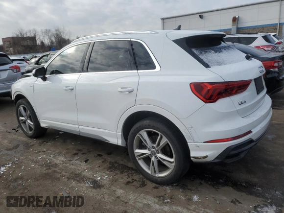 2020 Audi Q3 S line Premium with VIN WA1DECF31L1125362, listed as a Copart auction lot 42122605 with 39,407 mi miles and Salvage Title. Bid and sale history available at carsss.com. Image 2.