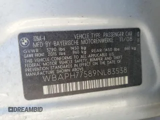 2009 BMW 3 Series 328i с VIN WBAPH77589NL83538, выставлен на аукционе Copart как лот 60836375 с пробегом 192 384 миль миль и Списание • Salvage title. История ставок и продаж доступна на DreamBid. Изображение 12.