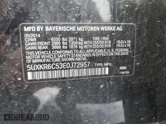 2014 BMW X5 xDrive50i with VIN 5UXKR6C53E0J72957, listed as a Copart auction lot 44386365 with 111,382 mi miles and Clean Title. Bid and sale history available at carsss.com. Image 13.
