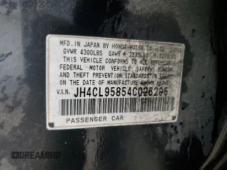 2004 Acura TSX with VIN JH4CL95854C026295, listed as a Copart auction lot 51118485 with 333,561 mi miles and Salvage title. Bid and sale history available at DreamBid. Image 13.