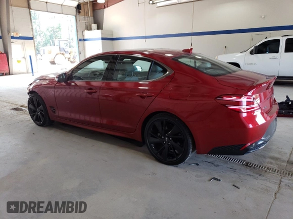 2023 Genesis G70 2.0T with VIN KMTG34TA8PU122367, listed as a Copart auction lot 70726154 with 15,475 mi miles and Salvage Title. Bid and sale history available at carsss.com. Image 2.