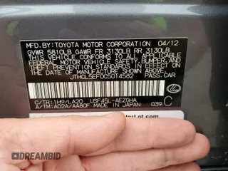 2012 Lexus LS 460 with VIN JTHCL5EF0C5014582, listed as a Copart auction lot 61168325 with 145,708 mi miles and Salvage title. Bid and sale history available at DreamBid. Image 12.