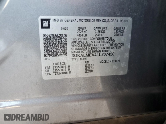 2020 GMC Terrain SLE z VIN 3GKALMEV4LL307450, wystawiony jako Copart lot #51981875 z przebiegiem 101 370 mil mil oraz Szkoda całkowita • Salvage title. Historia ofert i sprzedaży dostępna na DreamBid. Obrazek 13.