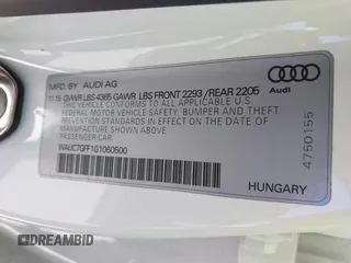 2016 Audi A3 1.8T Premium Plus with VIN WAUC7GFF1G1060500, listed as a IAAI auction lot 41823246 with 1 mi miles. Bid and sale history available at carsss.com. Image 9.