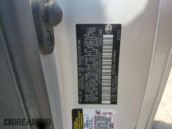 2007 Toyota Solara SE with VIN 4T1CE30P07U757475, listed as a Copart auction lot 62348565 with 124,042 mi miles and Salvage title. Bid and sale history available at DreamBid. Image 12.