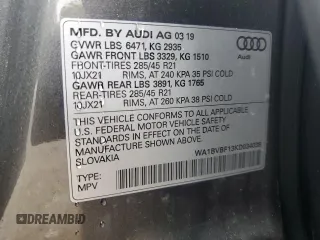 2019 Audi Q8 Premium Plus z VIN WA1BVBF13KD034039, wystawiony jako Copart lot #79762724 z przebiegiem 55 412 mil mil oraz Szkoda całkowita • Salvage title. Historia ofert i sprzedaży dostępna na DreamBid. Obrazek 14.
