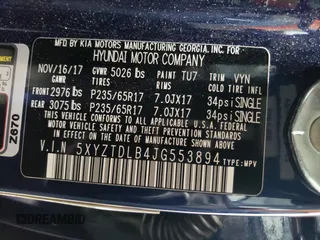 2018 Hyundai Santa Fe 2.4L z VIN 5XYZTDLB4JG553894, wystawiony jako Copart lot #56859585 z przebiegiem 97 313 mil mil oraz Szkoda całkowita • Salvage title. Historia ofert i sprzedaży dostępna na DreamBid. Obrazek 13.