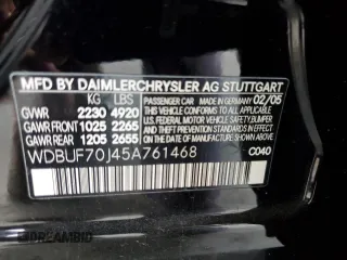 2005 Mercedes-Benz E 5.0L with VIN WDBUF70J45A761468, listed as a Copart auction lot 49500225 with 91,692 mi miles and Salvage Title. Bid and sale history available at carsss.com. Image 12.