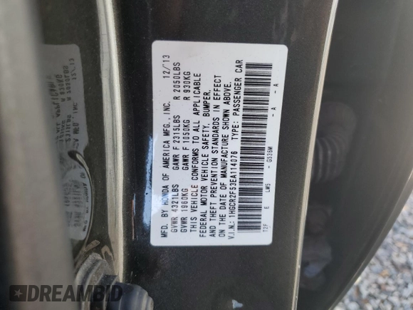 2014 Honda Accord Sedan Sport with VIN 1HGCR2F53EA114076, listed as a Copart auction lot 53427015 with 153,611 mi miles and Salvage Title. Bid and sale history available at carsss.com. Image 14.