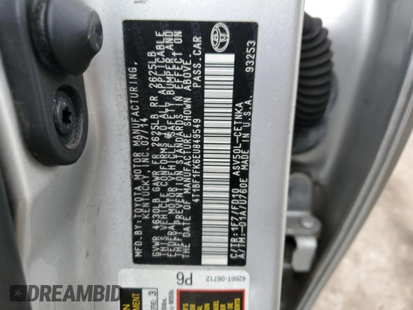 2014 Toyota Camry L with VIN 4T1BF1FK6EU849549, listed as a Copart auction lot 47782015 with Not Provided miles and Non Repairable. Bid and sale history available at carsss.com. Image 12.