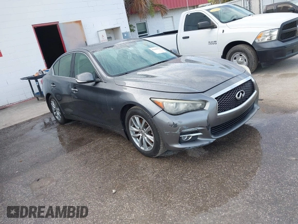 2014 Infiniti Q50 Sport with VIN JN1BV7AR5EM700230, listed as a IAAI auction lot 42445133 with 195,055 mi miles and . Bid and sale history available at DreamBid. Image 1.