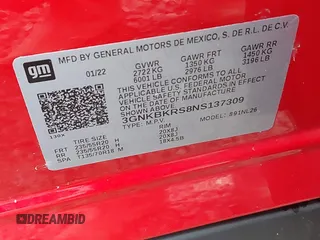2022 Chevrolet Blazer RS с VIN 3GNKBKRS8NS137309, выставлен на аукционе IAAI как лот 42366221 с пробегом 38 368 миль миль и . История ставок и продаж доступна на DreamBid. Изображение 9.