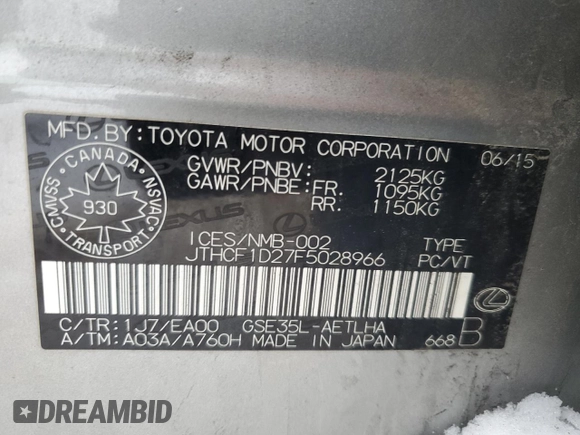 2015 Lexus IS 250 with VIN JTHCF1D27F5028966, listed as a Copart auction lot 44554245 with 79,385 mi miles and Clean Title. Bid and sale history available at carsss.com. Image 12.