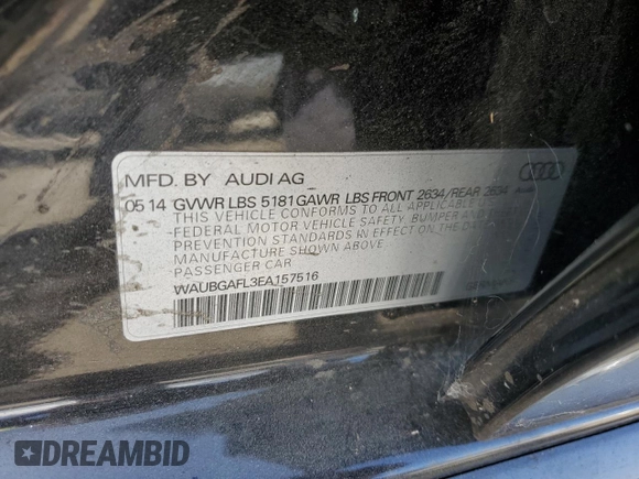 2014 Audi S4 Premium Plus with VIN WAUBGAFL3EA157516, listed as a Copart auction lot 64952704 with 138,375 mi miles and Clean Title. Bid and sale history available at carsss.com. Image 12.