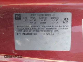 2017 Chevrolet Camaro 2LT z VIN 1G1FD1RSXH0168452, wystawiony jako IAAI lot #41878815 z przebiegiem 164 149 mil mil oraz . Historia ofert i sprzedaży dostępna na DreamBid. Obrazek 9.